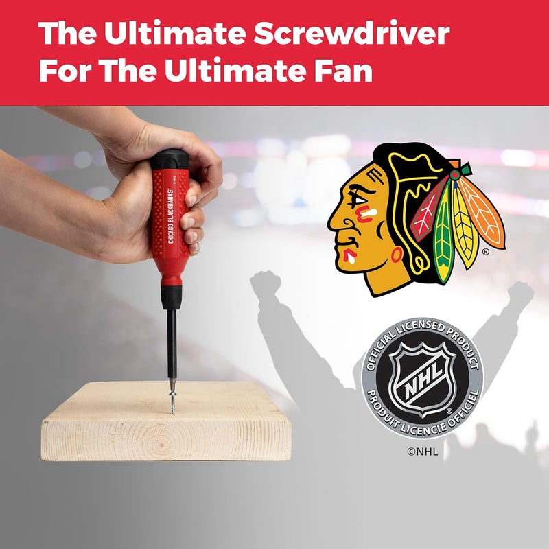 Megapro ® NHL® Team Edition Multi-bit Screwdriver | Officially Licensed NHL® Gear | Durable, Ergonomic, Pro-Grade Screwdriver (Chicago Blackhawks®) - Image 5